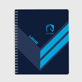 Тетрадь с принтом TEAM LIQUID E-SPORT в Санкт-Петербурге, 100% бумага | 48 листов, плотность листов — 60 г/м2, плотность картонной обложки — 250 г/м2. Листы скреплены сбоку удобной пружинной спиралью. Уголки страниц и обложки скругленные. Цвет линий — светло-серый
 | 2019 | blue | cybersport | esport | liquid | logo | pro league | team | team liquid | киберспорт | логотип | тим ликвид | фирменные цвета