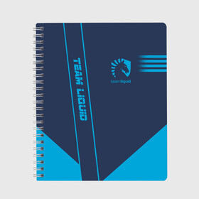 Тетрадь с принтом TEAM LIQUID E-SPORT в Санкт-Петербурге, 100% бумага | 48 листов, плотность листов — 60 г/м2, плотность картонной обложки — 250 г/м2. Листы скреплены сбоку удобной пружинной спиралью. Уголки страниц и обложки скругленные. Цвет линий — светло-серый
 | 2019 | blue | cybersport | esport | liquid | logo | pro league | team | team liquid | киберспорт | логотип | тим ликвид | фирменные цвета