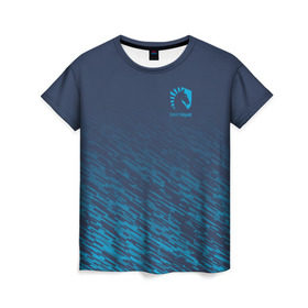 Женская футболка 3D с принтом TEAM LIQUID E-SPORT в Санкт-Петербурге, 100% полиэфир ( синтетическое хлопкоподобное полотно) | прямой крой, круглый вырез горловины, длина до линии бедер | 2019 | blue | cybersport | esport | liquid | logo | pro league | team | team liquid | киберспорт | логотип | тим ликвид | фирменные цвета