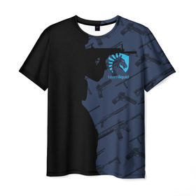 Мужская футболка 3D с принтом TEAM LIQUID E-SPORT CS GO в Санкт-Петербурге, 100% полиэфир | прямой крой, круглый вырез горловины, длина до линии бедер | 2019 | blue | cs go | cybersport | esport | liquid | logo | pro league | team | team liquid | киберспорт | логотип | тим ликвид | фирменные цвета