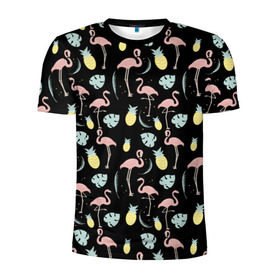 Мужская футболка 3D спортивная с принтом Розовый фламинго в Санкт-Петербурге, 100% полиэстер с улучшенными характеристиками | приталенный силуэт, круглая горловина, широкие плечи, сужается к линии бедра | африка | крылья | мода | прикольные | природа | птица | розовый | фламинго | цвет | яркие