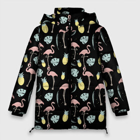 Женская зимняя куртка 3D с принтом Розовый фламинго в Санкт-Петербурге, верх — 100% полиэстер; подкладка — 100% полиэстер; утеплитель — 100% полиэстер | длина ниже бедра, силуэт Оверсайз. Есть воротник-стойка, отстегивающийся капюшон и ветрозащитная планка. 

Боковые карманы с листочкой на кнопках и внутренний карман на молнии | африка | крылья | мода | прикольные | природа | птица | розовый | фламинго | цвет | яркие