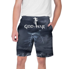 Мужские шорты 3D с принтом God of WAR в Санкт-Петербурге,  полиэстер 100% | прямой крой, два кармана без застежек по бокам. Мягкая трикотажная резинка на поясе, внутри которой широкие завязки. Длина чуть выше колен | 