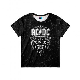 Детская футболка 3D с принтом AC/DC run for your life в Санкт-Петербурге, 100% гипоаллергенный полиэфир | прямой крой, круглый вырез горловины, длина до линии бедер, чуть спущенное плечо, ткань немного тянется | ac dc | acdc | acdc ас дс | австралийская | ангус янг | асдс | блюз | группа | крис слэйд | метал | молния | музыка | музыканты | певцы | рок | рок н ролл | стиви янг | хард | хардрок | эксл роуз