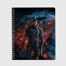 Тетрадь с принтом Mass Effect 3 в Санкт-Петербурге, 100% бумага | 48 листов, плотность листов — 60 г/м2, плотность картонной обложки — 250 г/м2. Листы скреплены сбоку удобной пружинной спиралью. Уголки страниц и обложки скругленные. Цвет линий — светло-серый
 | action | edition | rpg | shooter | special | геты | жнецы | инженер | разведчик | солдат | страж | цербер | штурмовик | шутер