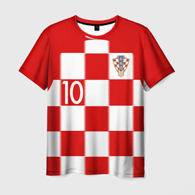 Мужская футболка 3D с принтом Модрич Хорватия (форма) в Санкт-Петербурге, 100% полиэфир | прямой крой, круглый вырез горловины, длина до линии бедер | 10 | 2020 | 2022 | croatia | madrid | modric | real | европы | мадрид | мира | реал | сборная | хорватии | хорватия | чемпионат | чм