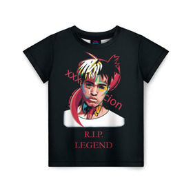 Детская футболка 3D с принтом XXXTentacion / RIP Legend 2 в Санкт-Петербурге, 100% гипоаллергенный полиэфир | прямой крой, круглый вырез горловины, длина до линии бедер, чуть спущенное плечо, ткань немного тянется | Тематика изображения на принте: legend | r.i.p. | rap | rip | tentacion | xxxtentacion | джасей онфрой | икс | легенда | покойся с миром | рэп | тентаньсьен | тентасьён | тентасьон | экс