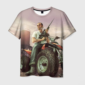 Мужская футболка 3D с принтом Grand Theft Auto в Санкт-Петербурге, 100% полиэфир | прямой крой, круглый вырез горловины, длина до линии бедер | action | adventure | герой | гта | лос анджелес | лос сантос | мир | открытый | полет | сан андреас | сила | стрельба