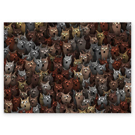 Поздравительная открытка с принтом Глупые коты в Санкт-Петербурге, 100% бумага | плотность бумаги 280 г/м2, матовая, на обратной стороне линовка и место для марки
 | кот | котик | котики | кошка | паттерн