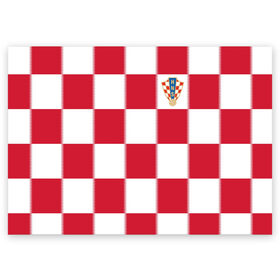 Поздравительная открытка с принтом Форма Хорватии в Санкт-Петербурге, 100% бумага | плотность бумаги 280 г/м2, матовая, на обратной стороне линовка и место для марки
 | football | sport | команды чм | сборная хорватии | сборные по футболу | сборные чм | футбол | хорватия | чемпионат мира