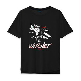 Мужская футболка хлопок Oversize с принтом WITCHER 2077 (ВЕДЬМАК 2077) в Санкт-Петербурге, 100% хлопок | свободный крой, круглый ворот, “спинка” длиннее передней части | 2019 | cd project red | cyberpunk 2077 | future | hack | samurai | sci fi | the witcher | witcher 2077 | андроиды | безумие | будущее | ведьмак 2077 | киберпанк 2077 | логотип | роботы | самураи | фантастика | цифры