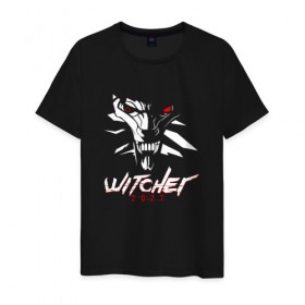 Мужская футболка хлопок с принтом WITCHER 2077 (ВЕДЬМАК 2077) в Санкт-Петербурге, 100% хлопок | прямой крой, круглый вырез горловины, длина до линии бедер, слегка спущенное плечо. | 2019 | cd project red | cyberpunk 2077 | future | hack | samurai | sci fi | the witcher | witcher 2077 | андроиды | безумие | будущее | ведьмак 2077 | киберпанк 2077 | логотип | роботы | самураи | фантастика | цифры