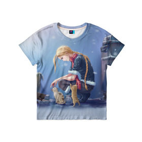 Детская футболка 3D с принтом Девушка из Street Fighter в Санкт-Петербурге, 100% гипоаллергенный полиэфир | прямой крой, круглый вырез горловины, длина до линии бедер, чуть спущенное плечо, ткань немного тянется | Тематика изображения на принте: 
