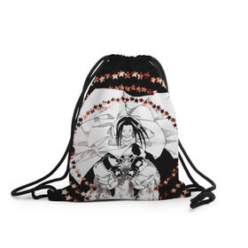 Рюкзак-мешок 3D с принтом Хао Асакура в Санкт-Петербурге, 100% полиэстер | плотность ткани — 200 г/м2, размер — 35 х 45 см; лямки — толстые шнурки, застежка на шнуровке, без карманов и подкладки | shaman king | зик | король шаманов | манга | шаман кинг