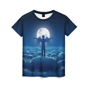 Женская футболка 3D с принтом XXXTentacion Fly в Санкт-Петербурге, 100% полиэфир ( синтетическое хлопкоподобное полотно) | прямой крой, круглый вырез горловины, длина до линии бедер | art | fly | moon | rap | space | tentacion | xxx | xxxtentacion | космос | луна | небеса | тентасьон