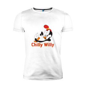 Мужская футболка премиум с принтом Chilly Willy в Санкт-Петербурге, 92% хлопок, 8% лайкра | приталенный силуэт, круглый вырез ворота, длина до линии бедра, короткий рукав | Тематика изображения на принте: chilly | chilly willy | арт | животные | милые | мультфильмы | пингвины | чилли вилли