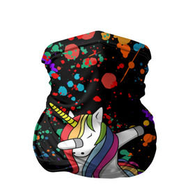 Бандана-труба 3D с принтом ЕДИНОРОГ РАДУГА (ЧЕРНЫЙ) в Санкт-Петербурге, 100% полиэстер, ткань с особыми свойствами — Activecool | плотность 150‒180 г/м2; хорошо тянется, но сохраняет форму | color | dab | pony | rainbow | unicornis dab | брызги | даб | единорог | единорог радуга | животные | краски | красочные | ляпистые | пони | радуга | цвета радуги
