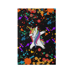 Обложка для паспорта матовая кожа с принтом ЕДИНОРОГ РАДУГА | RAINBOW UNICORN в Санкт-Петербурге, натуральная матовая кожа | размер 19,3 х 13,7 см; прозрачные пластиковые крепления | Тематика изображения на принте: color | dab | pony | rainbow | unicornis dab | брызги | даб | единорог | единорог радуга | животные | краски | красочные | ляпистые | пони | радуга | цвета радуги