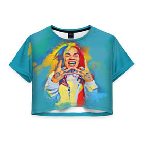 Женская футболка Cropp-top с принтом 6IX9INE PAINTS в Санкт-Петербурге, 100% полиэстер | круглая горловина, длина футболки до линии талии, рукава с отворотами | 6ix9ine | sixnine | tekashi