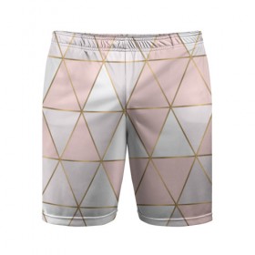 Мужские шорты 3D спортивные с принтом Розовые треугольники в Санкт-Петербурге,  |  | абстракция | геометрия | розовый | треугольники
