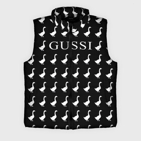 Мужской жилет утепленный 3D с принтом Gussi Black в Санкт-Петербурге,  |  | gucci | gussi ga ga ga | gussi gang | бренд | гусь | птица
