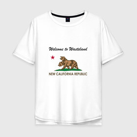 Мужская футболка хлопок Oversize с принтом NCR в Санкт-Петербурге, 100% хлопок | свободный крой, круглый ворот, “спинка” длиннее передней части | fallout | ncr | new california republic | new vegas