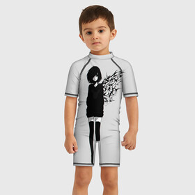 Детский купальный костюм 3D с принтом Tokyo Ghoul в Санкт-Петербурге, Полиэстер 85%, Спандекс 15% | застежка на молнии на спине | Тематика изображения на принте: tokyo ghoul | аниме | гуль | канэки кэн | манга | токийский гуль | токио | япония