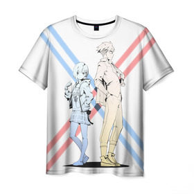 Мужская футболка 3D с принтом Darling in the Franxx в Санкт-Петербурге, 100% полиэфир | прямой крой, круглый вырез горловины, длина до линии бедер | darling | darling in the franxx | franxx | goro | ichigo | милый | милый во франкcе | франкс