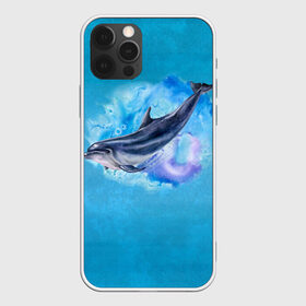 Чехол для iPhone 12 Pro Max с принтом Дельфин в Санкт-Петербурге, Силикон |  | Тематика изображения на принте: dolphin | акварель | дельфин | море | морские млекопитающие | океан | синий