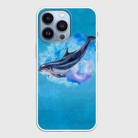 Чехол для iPhone 13 Pro с принтом Дельфин в Санкт-Петербурге,  |  | dolphin | акварель | дельфин | море | морские млекопитающие | океан | синий