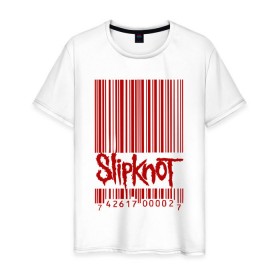 Мужская футболка хлопок с принтом SlipKnot штрих код в Санкт-Петербурге, 100% хлопок | прямой крой, круглый вырез горловины, длина до линии бедер, слегка спущенное плечо. | 1999 | got | slipknot. mad | группа | код | логотип | надпись | слипкнот | штрих | штрихкод | эмблема