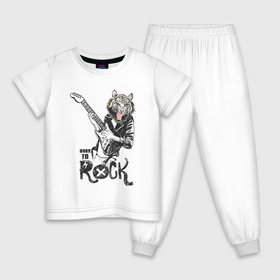 Детская пижама хлопок с принтом Тигр Рок в Санкт-Петербурге, 100% хлопок |  брюки и футболка прямого кроя, без карманов, на брюках мягкая резинка на поясе и по низу штанин
 | rock | гитара | рок | рокер | тигр | тигры