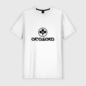 Мужская футболка премиум с принтом ARASAKA   CYBERPUNK 2077 в Санкт-Петербурге, 92% хлопок, 8% лайкра | приталенный силуэт, круглый вырез ворота, длина до линии бедра, короткий рукав | 