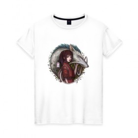 Женская футболка хлопок с принтом Унесённые призраками в Санкт-Петербурге, 100% хлопок | прямой крой, круглый вырез горловины, длина до линии бедер, слегка спущенное плечо | spirited away | миядзаки | хаяо