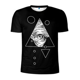 Мужская футболка 3D спортивная с принтом Всевидящее око в Санкт-Петербурге, 100% полиэстер с улучшенными характеристиками | приталенный силуэт, круглая горловина, широкие плечи, сужается к линии бедра | tattoo | в треугольнике | всевидящее око | всевидящий глаз | зрачок | пирамида | тату