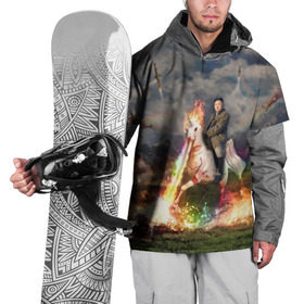 Накидка на куртку 3D с принтом Ким чен ын на Единороге в Санкт-Петербурге, 100% полиэстер |  | Тематика изображения на принте: 
