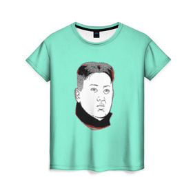 Женская футболка 3D с принтом Ким чен ын в Санкт-Петербурге, 100% полиэфир ( синтетическое хлопкоподобное полотно) | прямой крой, круглый вырез горловины, длина до линии бедер | 