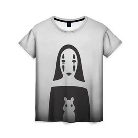 Женская футболка 3D с принтом Унесенные призраками в Санкт-Петербурге, 100% полиэфир ( синтетическое хлопкоподобное полотно) | прямой крой, круглый вырез горловины, длина до линии бедер | spirited away | миядзаки | хаяо