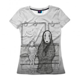 Женская футболка 3D с принтом Унесенные призраками в Санкт-Петербурге, 100% полиэфир ( синтетическое хлопкоподобное полотно) | прямой крой, круглый вырез горловины, длина до линии бедер | spirited away | миядзаки | хаяо