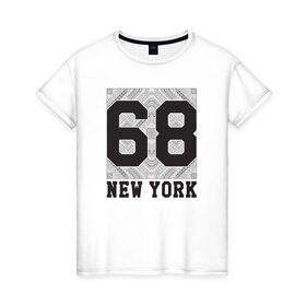 Женская футболка хлопок с принтом New York 68 в Санкт-Петербурге, 100% хлопок | прямой крой, круглый вырез горловины, длина до линии бедер, слегка спущенное плечо | new york | города | нью йорк | стиль | фракталы