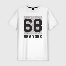 Мужская футболка премиум с принтом New York 68 в Санкт-Петербурге, 92% хлопок, 8% лайкра | приталенный силуэт, круглый вырез ворота, длина до линии бедра, короткий рукав | new york | города | нью йорк | стиль | фракталы