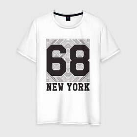 Мужская футболка хлопок с принтом New York 68 в Санкт-Петербурге, 100% хлопок | прямой крой, круглый вырез горловины, длина до линии бедер, слегка спущенное плечо. | new york | города | нью йорк | стиль | фракталы
