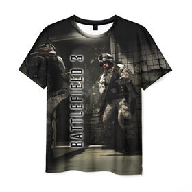 Мужская футболка 3D с принтом BATTLEFIELD 3 в Санкт-Петербурге, 100% полиэфир | прямой крой, круглый вырез горловины, длина до линии бедер | battlefield | война | игры | оружия | поле битвы | солдат | спецназ | стратегия | тактика | танки | шутер