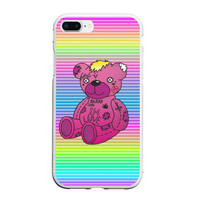 Чехол для iPhone 7Plus/8 Plus матовый с принтом Мишка Lil Peep в Санкт-Петербурге, Силикон | Область печати: задняя сторона чехла, без боковых панелей | gbc | hip hop | lil peep | love | pink | rap | лил пип | лилпип | медведь | медвежонок | мишка | реп | розовый | рэп | тату | трэп | хип хоп | эмо