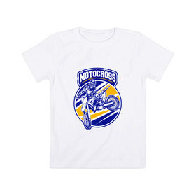 Детская футболка хлопок с принтом Мотокросс в Санкт-Петербурге, 100% хлопок | круглый вырез горловины, полуприлегающий силуэт, длина до линии бедер | гонки | мото | мото спорт | мотокросс | мотоцикл | спорт | экстрим