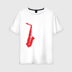 Женская футболка хлопок Oversize с принтом lets talk about sax_black в Санкт-Петербурге, 100% хлопок | свободный крой, круглый ворот, спущенный рукав, длина до линии бедер
 | саксофон | саксофонист
