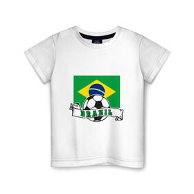 Детская футболка хлопок с принтом Футбол - Бразилия в Санкт-Петербурге, 100% хлопок | круглый вырез горловины, полуприлегающий силуэт, длина до линии бедер | brasil | brazil | football | goal | neymar | sport | team | бразилия | гол | игрок | марсело | мяч | неймар | спорт | тренер | футбол | чемпион | чемпионат