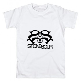 Мужская футболка хлопок с принтом Stone Sour ss в Санкт-Петербурге, 100% хлопок | прямой крой, круглый вырез горловины, длина до линии бедер, слегка спущенное плечо. | stone sour