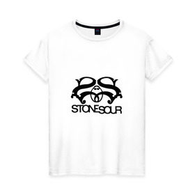Женская футболка хлопок с принтом Stone Sour ss в Санкт-Петербурге, 100% хлопок | прямой крой, круглый вырез горловины, длина до линии бедер, слегка спущенное плечо | stone sour