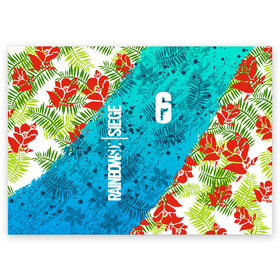 Поздравительная открытка с принтом R6S SUNSPLASH PREMIUM PACK в Санкт-Петербурге, 100% бумага | плотность бумаги 280 г/м2, матовая, на обратной стороне линовка и место для марки
 | Тематика изображения на принте: caveira | dokkaebi | ela | mute | outbreak | r6s | rainbow | rainbow six siege | sunsplash premium pack | tom clancys | радуга 6 осада | том клэнси